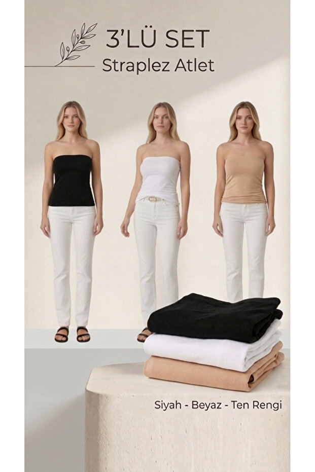3-Pack Women's Seamless Strapless Undershirts – 3D Flexible, Gathering and Non-Marking Model