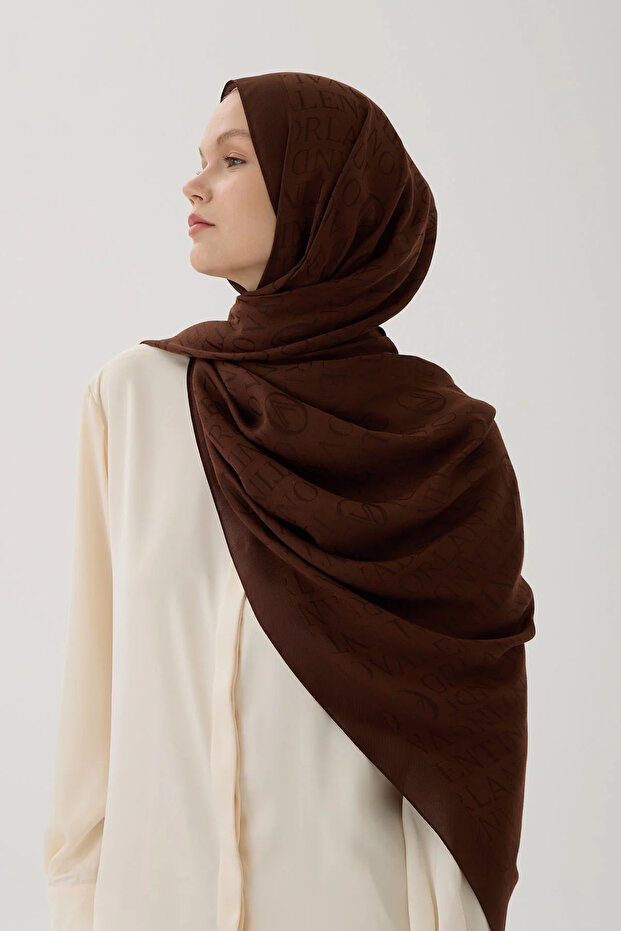 60% Floss 40% Cotton Logo Shawl_Brown