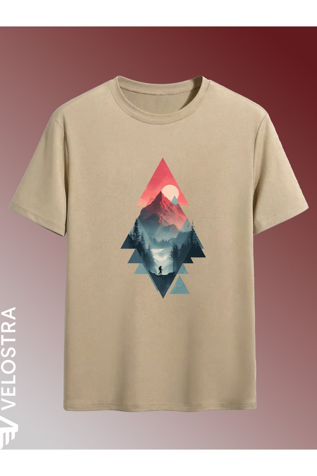 Unisex Landscape Printed Oversize Comfortable Daily Use Combed Cotton T-Shirt