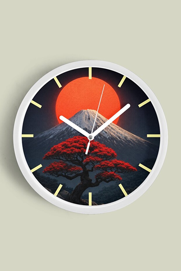 Abstract - Bohemian - Nature - Sea View Modern Wall Clock - 42cm - White Case with Glass Front