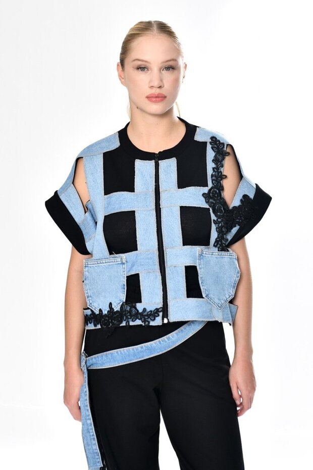 Denim Detaylı Yelek