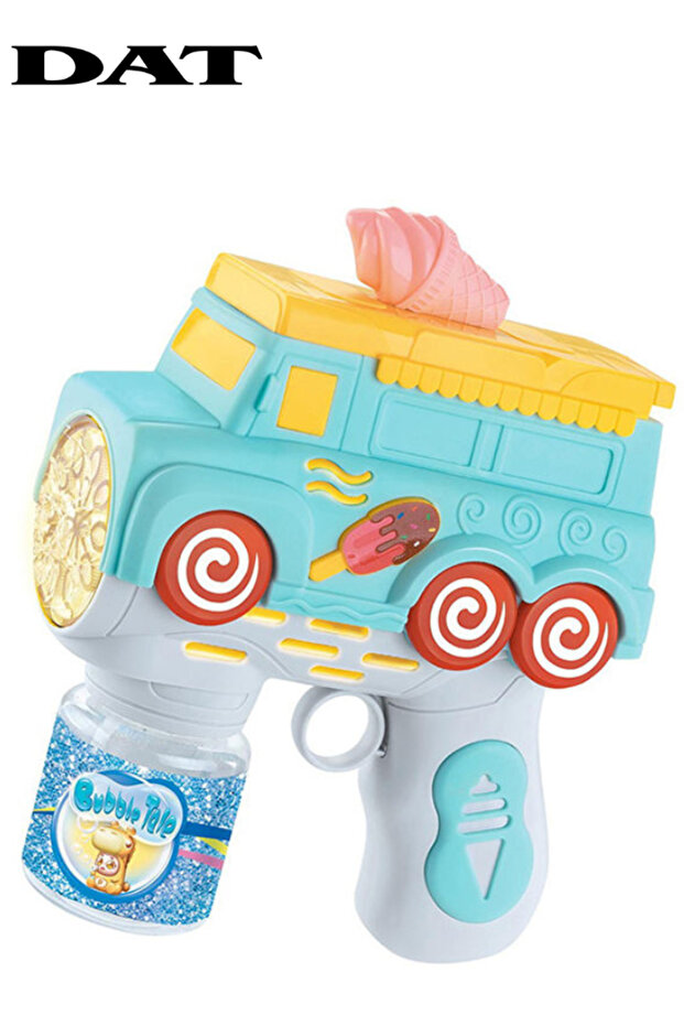 Ice Cream Truck Electric Bubble Gun | One-Click Bubble Production + Light & Sound | 14 x 18 cm |