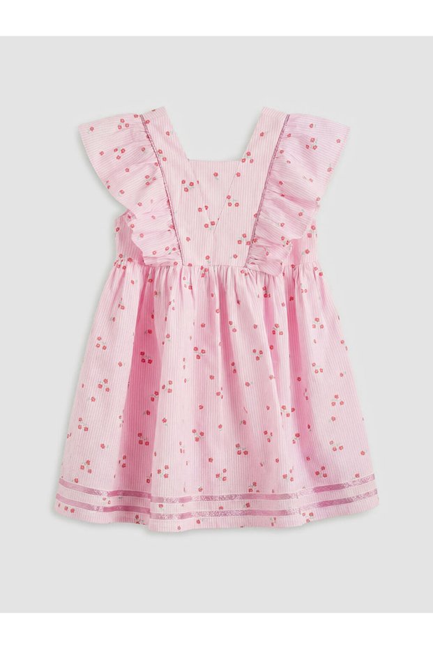Lcw Kidspink V-Neck Ruffle Girls Dress