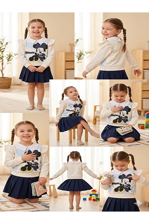Girl's Character Detailed Skirt Sweat Set