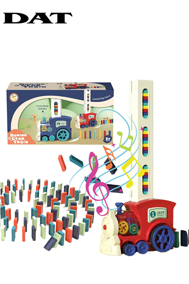 Domino Laying Train Toy with Music & Lights, Controllable Direction