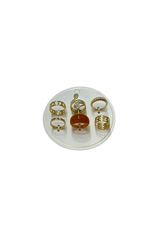 Gold Combination Ring Set (6 Pieces) - 1