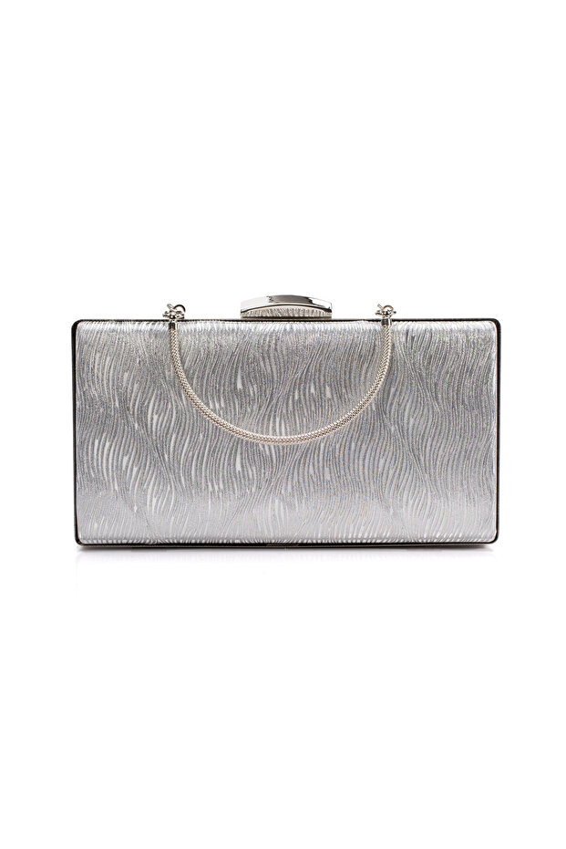 Women's Silver Wavy Evening Dress Bag