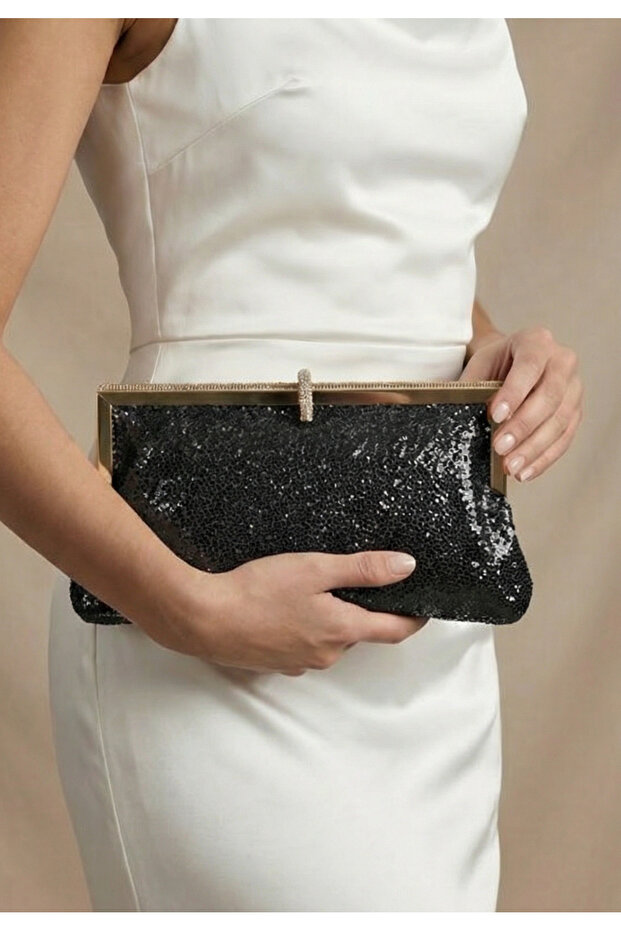 Women's Venom Pattern Stone Detailed Wallet Clutch Model Portfolio for Special Occasions and Evening Dresses Bag