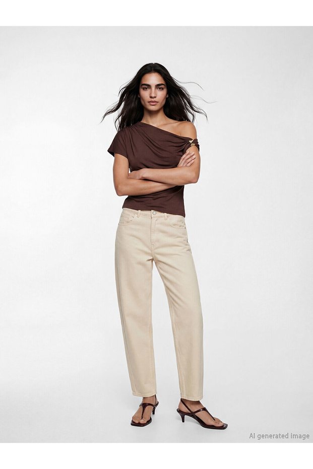 Lcw Visionecru High Waist Barrel Fit Women's Jean Trousers