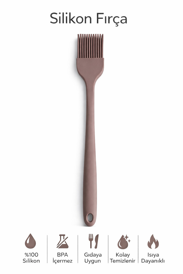 1 Piece of Single Heat Resistant, Fireproof, Non-Stick Silicone Brown Brush