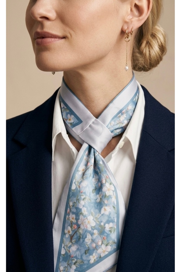 White Lily Pattern Tie/Scarf