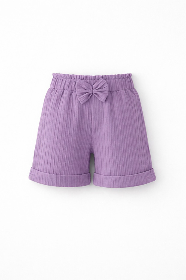 Girl's Bermuda Shorts with Elastic Waist and Double Legs