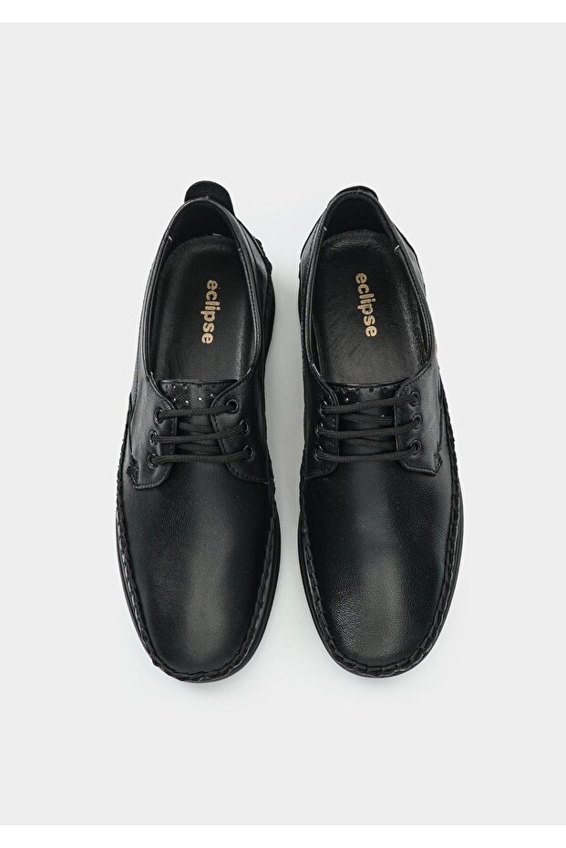 Black Leather Men's Shoes - 5