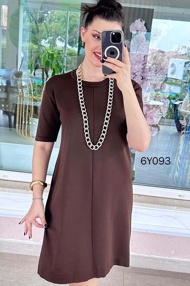 Short Sleeve Knitwear Dress 6Y093