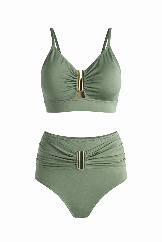 High-waisted u-accessory bikini set - 1