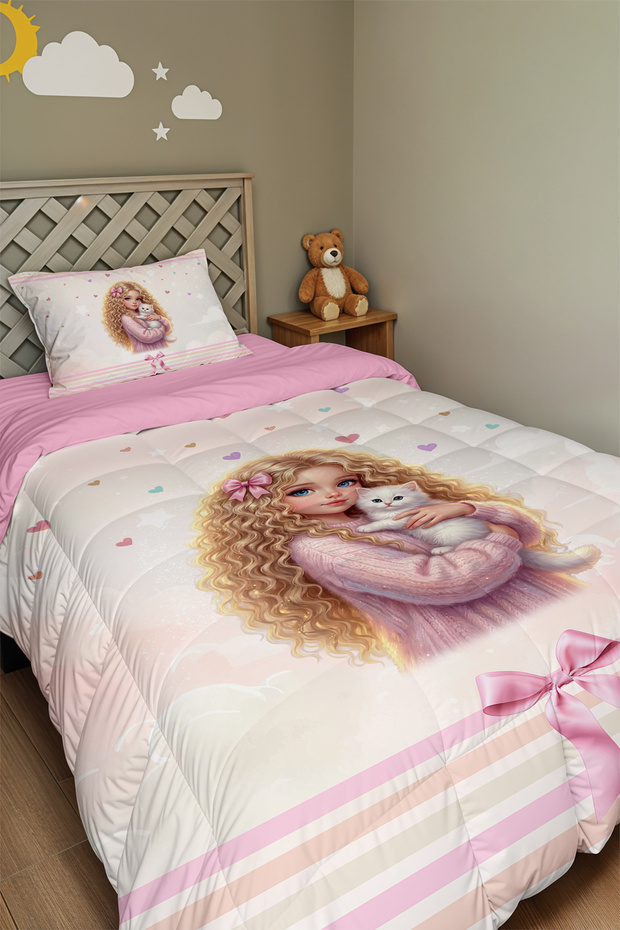 Love Bond Patterned Single Duvet and Pillowcase