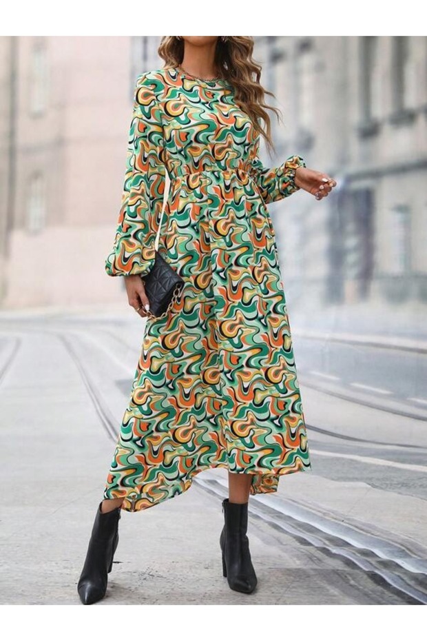 Rochie lungă multicoloră Carian - S - 5
