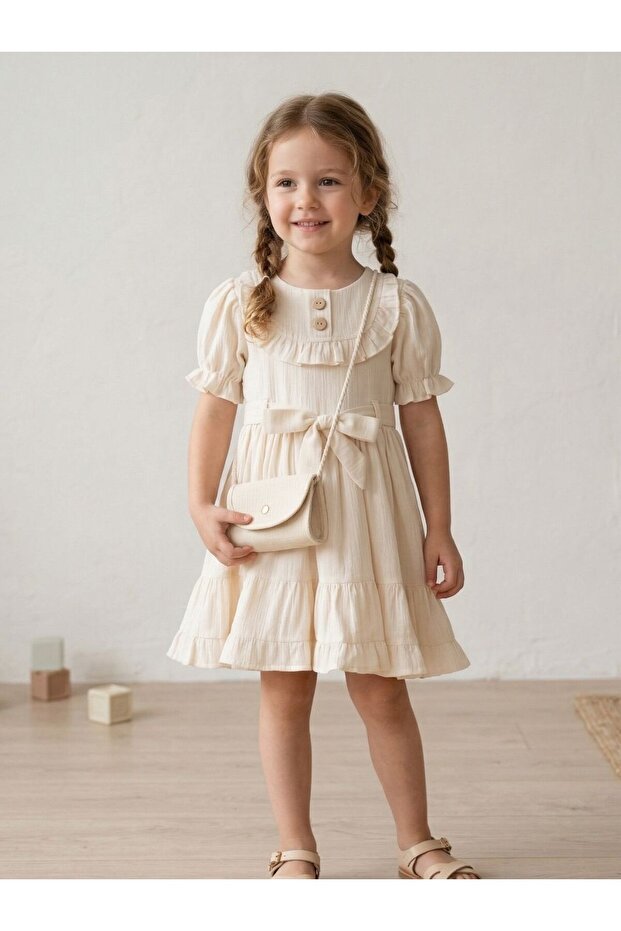 Robası Girl's Dress with Ruffle Bag