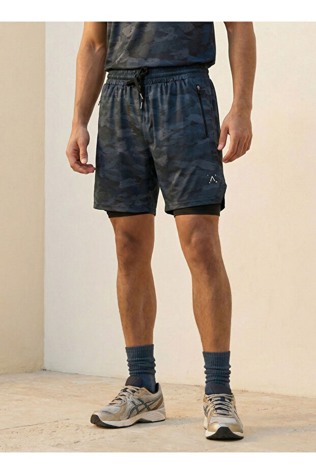 Men 2 Way Stretch Running Shorts
