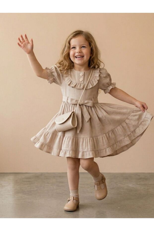 Robası Girl's Dress with Ruffle Bag