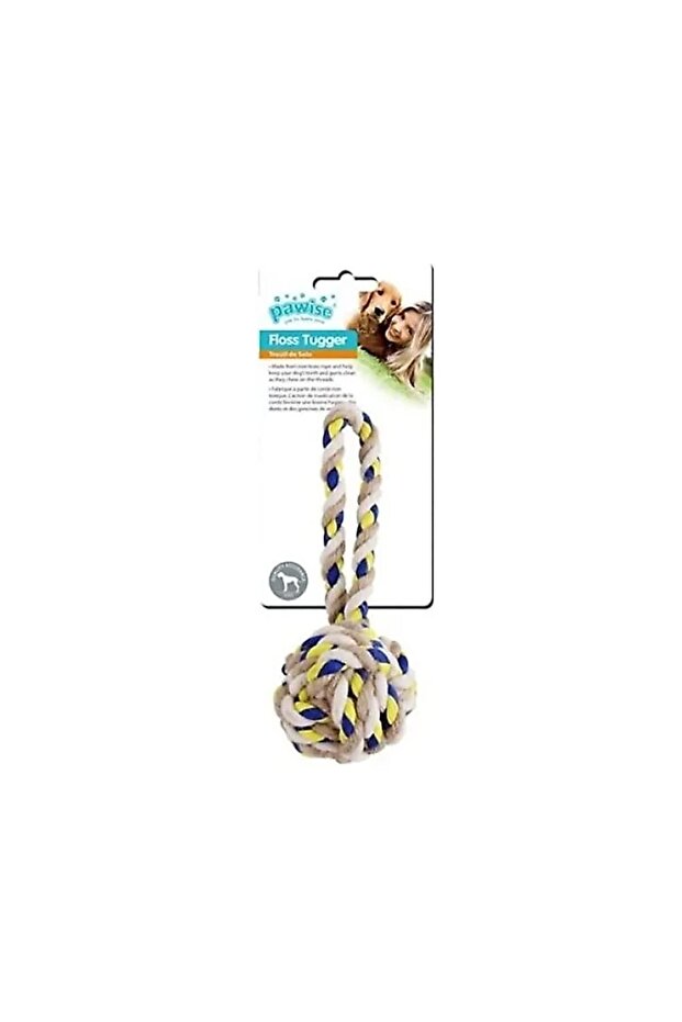 Floss Tugger Rope Ball Dog Toy with Handle 23 cm