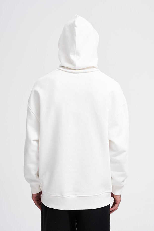 Men's Basic Ecru Hoodie - 6