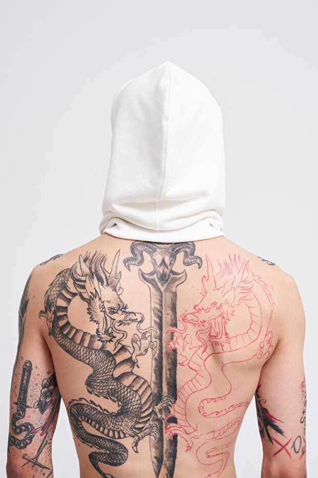 Men's Basic Ecru Hoodie - 4