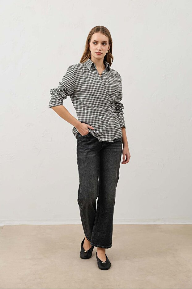 Neft Double-Breasted Plaid Women's Shirt
