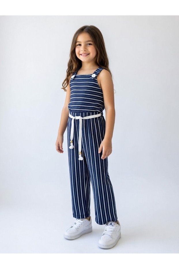 Line-Detailed Girls' Jumpsuit