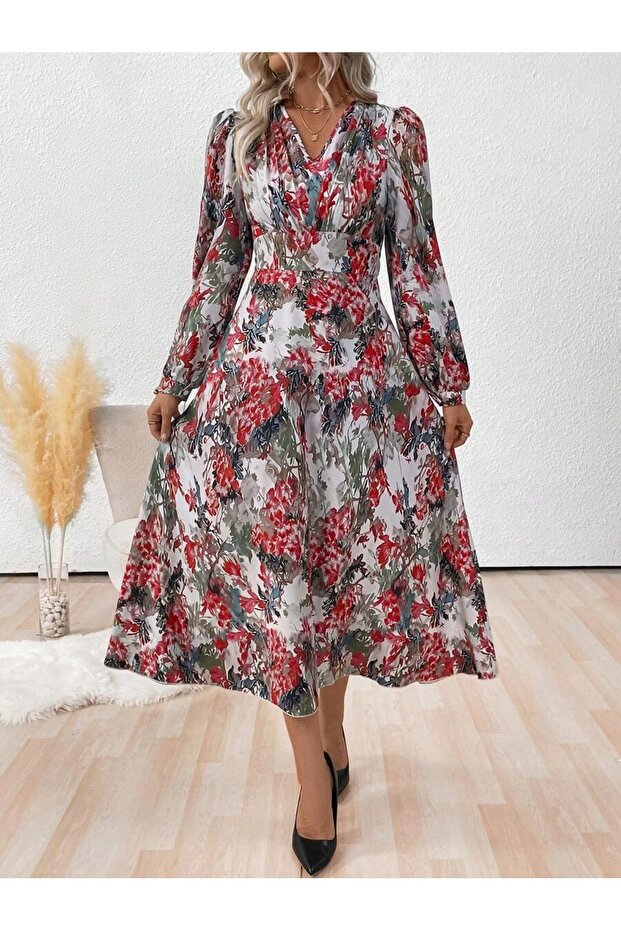 Rochie midi multicoloră Nichole - S - 1