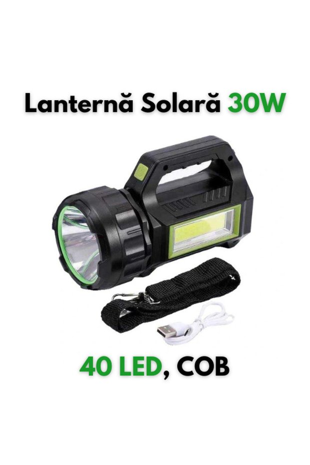Lanternă solară de mână 30W LED COB