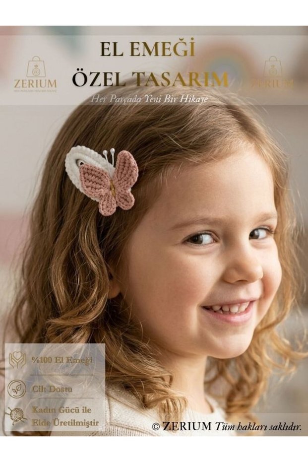 Children's and Women's Knitted Snap Buckle Handmade Butterfly Series Earth Color