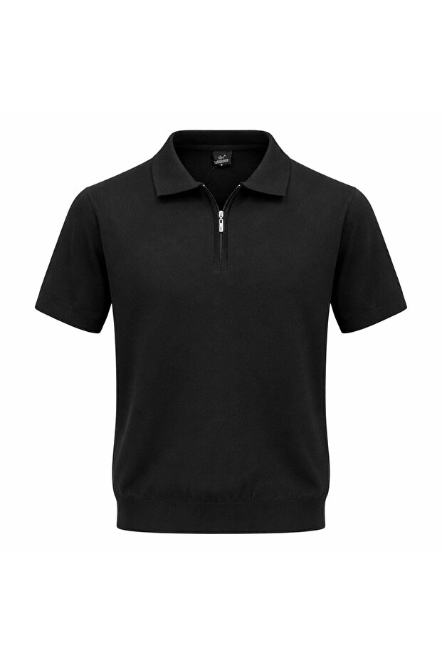 Turbulence Polo Collar Short Sleeve Zippered Men's Knitwear T-Shirt 7599
