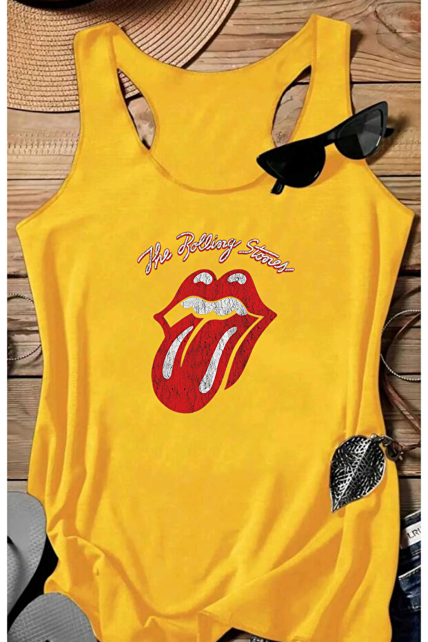 Rolling Stones Printed Sleeveless Swimmer Tank Top Women's Tshirt