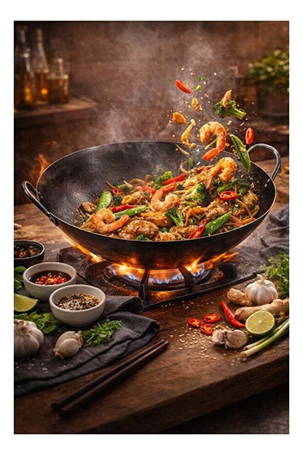 Wok Pan With Handle Black 45cm