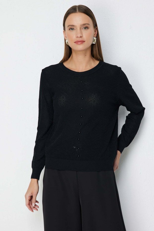 Ornamental Buttoned Fabric Patterned Blouse