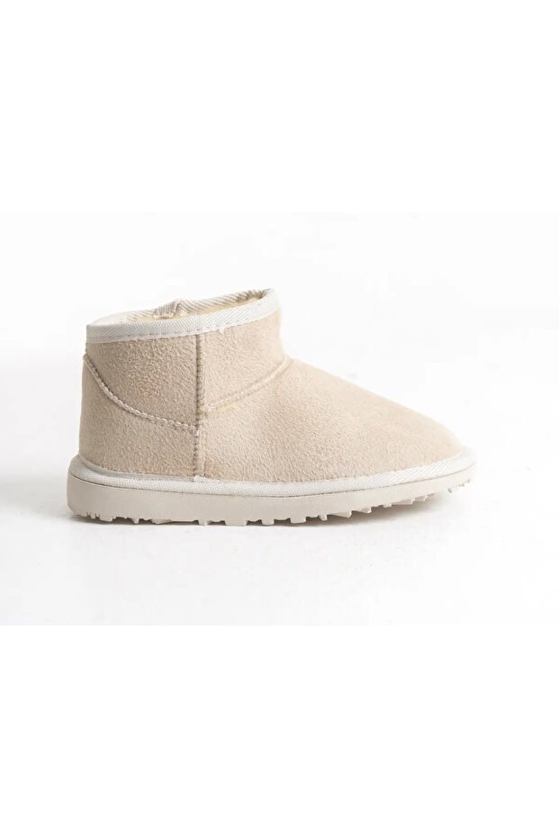 Children's Beige Suede Inner Fur Anti-Slip Sole Boots