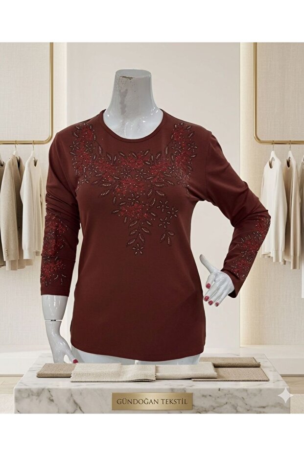 Luxury Stone Embellished Mother's Combed Cotton Blouse (Season-2026)