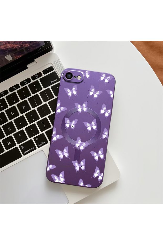iPhone 7/8/Se 2020 2022 Compatible High-Quality Magnetic Phone Case with Butterfly Pattern