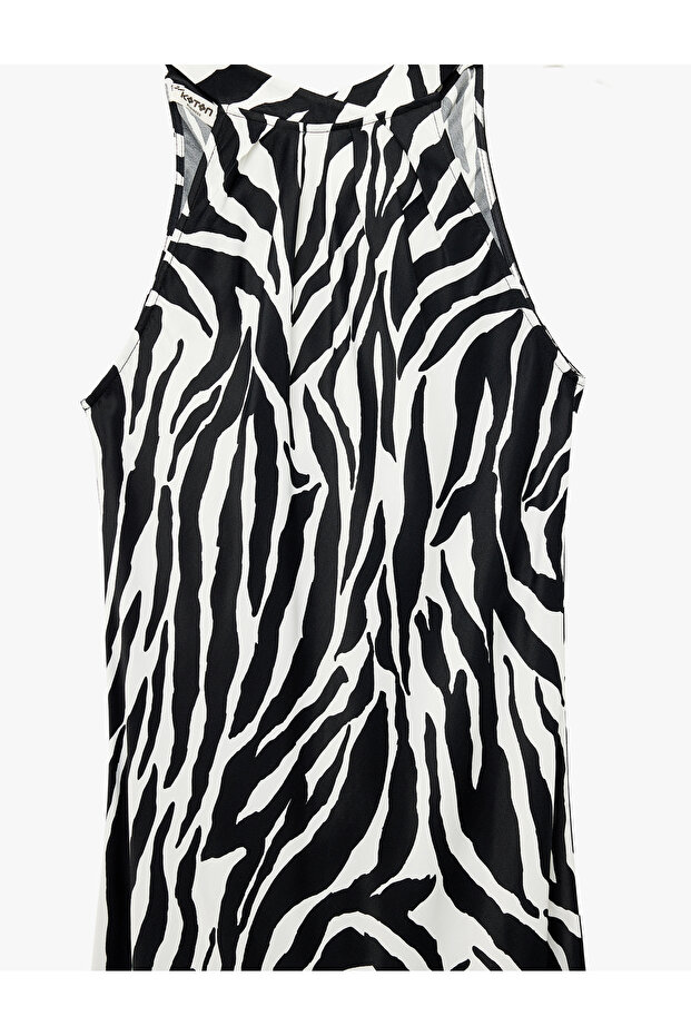 Zebra Patterned Halter Neck Maxi Dress - 6