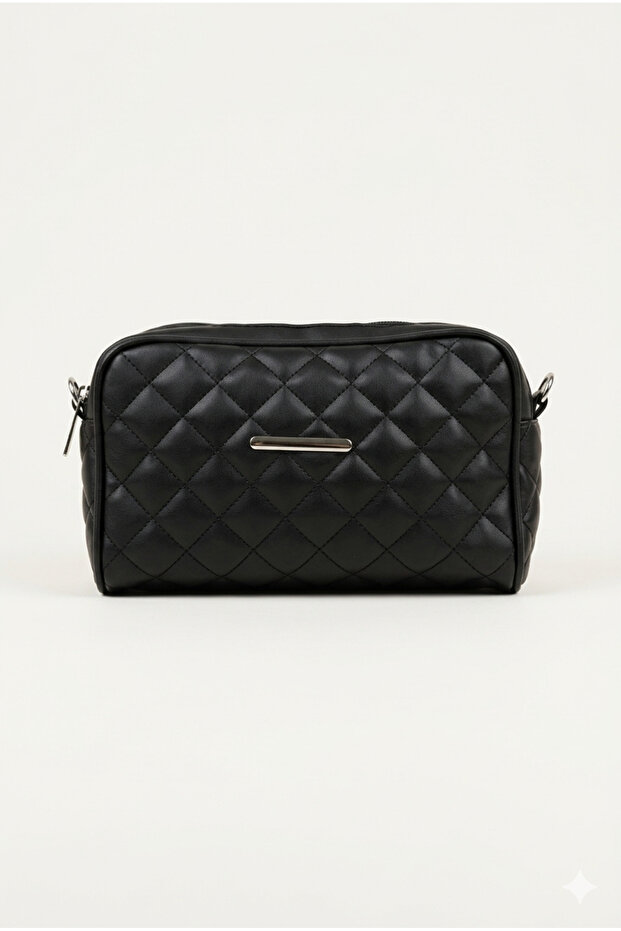 Black Quilted Strap Women's Bag