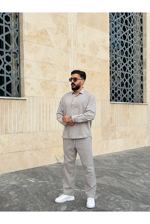 Oversize Crinkle Linen Shirt & Pants Set