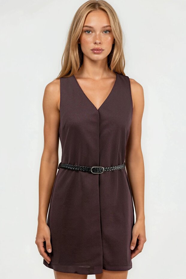 A-Line Mini Dress with V-Neck