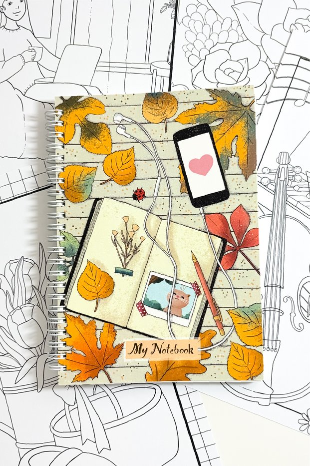 Autumn Dream A5 Size 64 Sheets Dotted Thick Cover Spiral Notebook