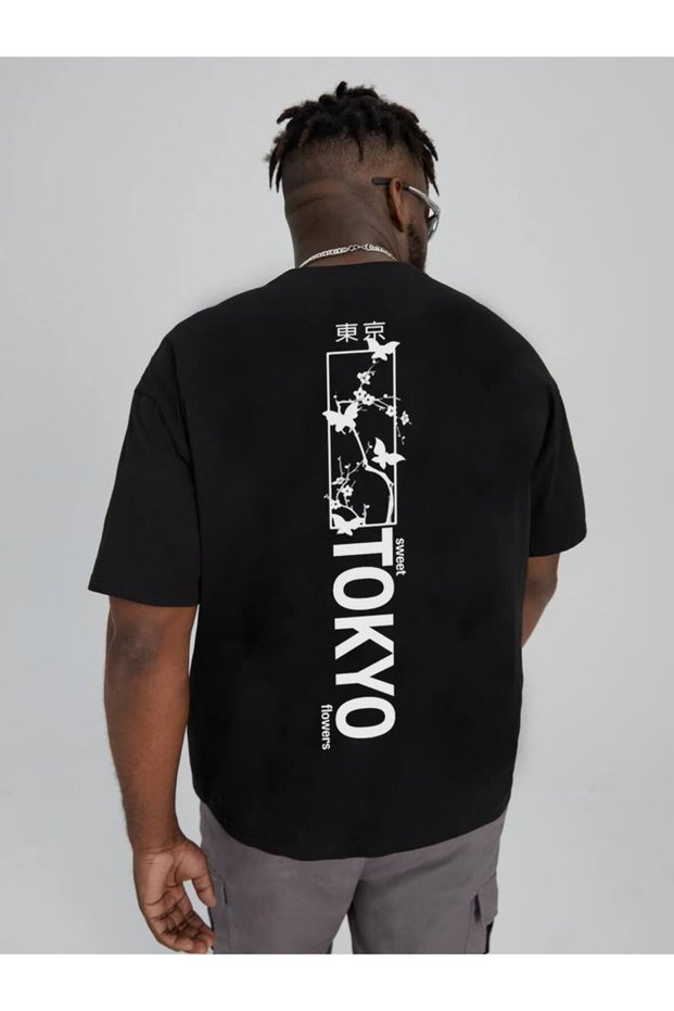 Unisex Men/Women Tokyo Printed Oversize Cotton Crew Neck T-Shirt