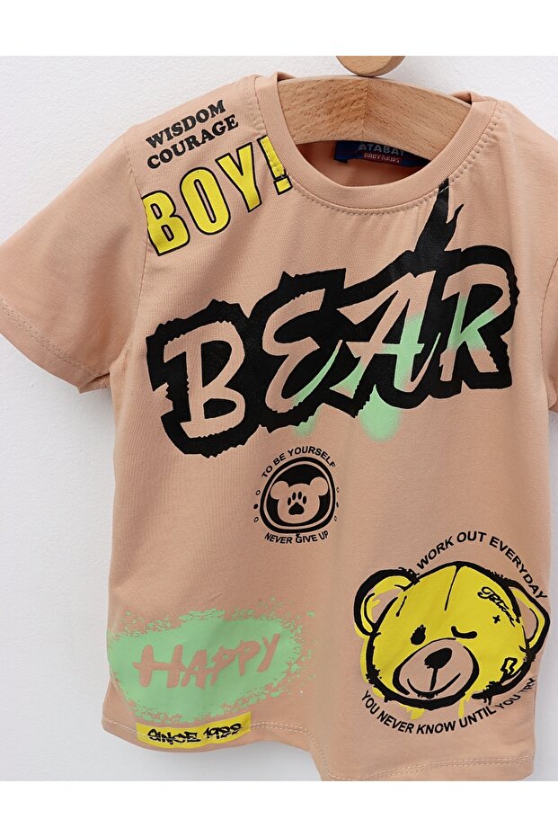Tricou Happy Bear, model bej - 3