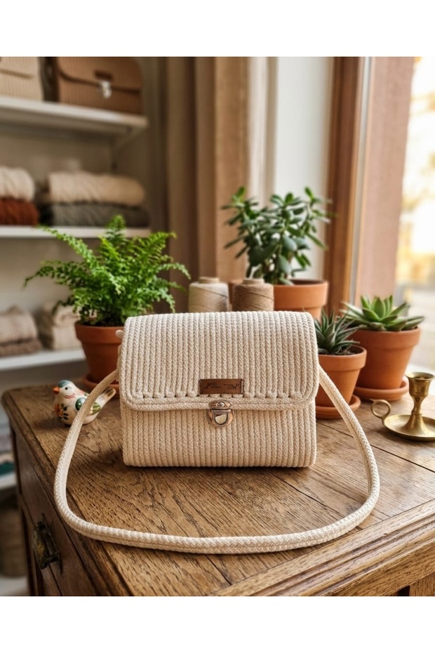 Zambak Model Shoulder Bag Stylish Use Made from Cord Rope Handmade