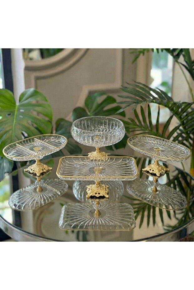 4 Piece Dowry Set, 3 Presentation Bowls, 1 Striped Salad Bowl