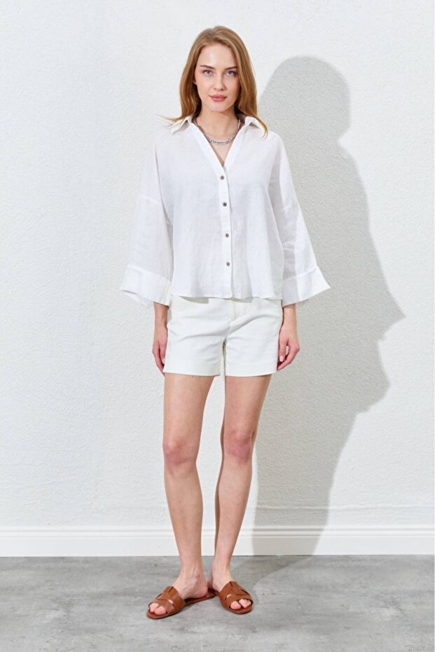 Women's Linen Shirt Ecru Linen Shirt