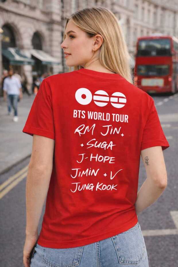 تيشيرت كبير الحجم مطبوع عليه Arirang World Tour BTS